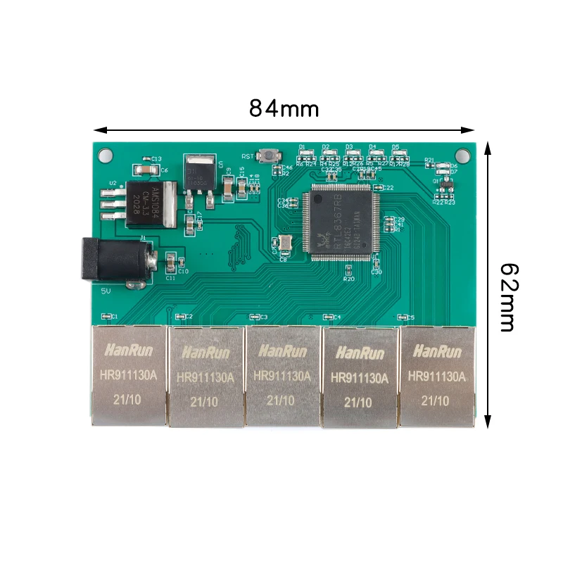 5-портовый коммутационный модуль 1000M 100M ACTIVE Network Full Gigabit Ethernet Block на основе RTL8367RB DC 5V