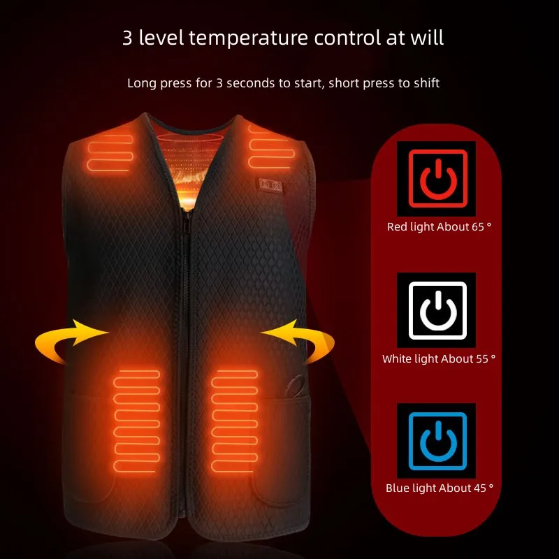 Men USB Infrared 16 Heating Areas Vest Jacket Unisex Winter Electric Heated Vest Waistcoat For Sports Hiking Oversized 4XL
