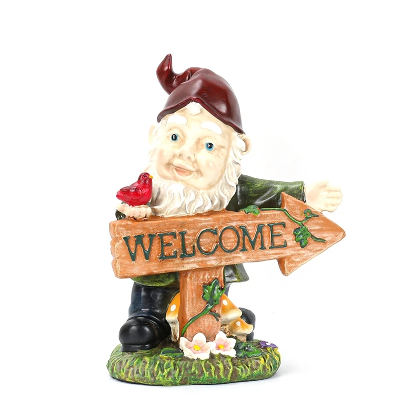 

Welcome Sign Gnome Statue for Outdoor Backyard Lawn Patio Decorative Ornament