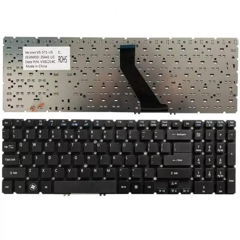 Фото Новая клавиатура для ноутбука с подсветкой (американская раскладка) для Acer V5-531P V5-551G V5-571G V7-581 V7-582 M5-581, запасная часть №3