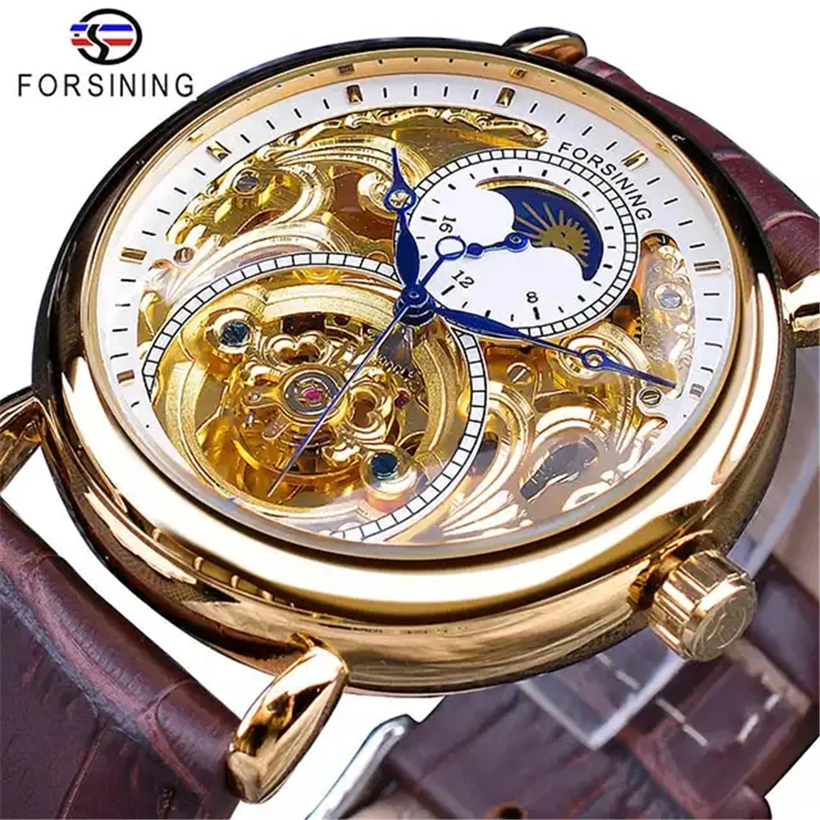 

Forsining 726L Men's Watches Automatic Mechanical Business Wristwatch Waterproof Leather Strap Watch For Man Skeleton Clock