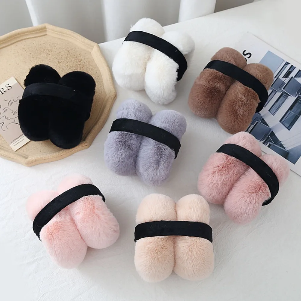 

Fluffy Outdoor Ear Protectors Burger Shape Apparel Accessories Plush Ear Bag Earmuffs Foldable