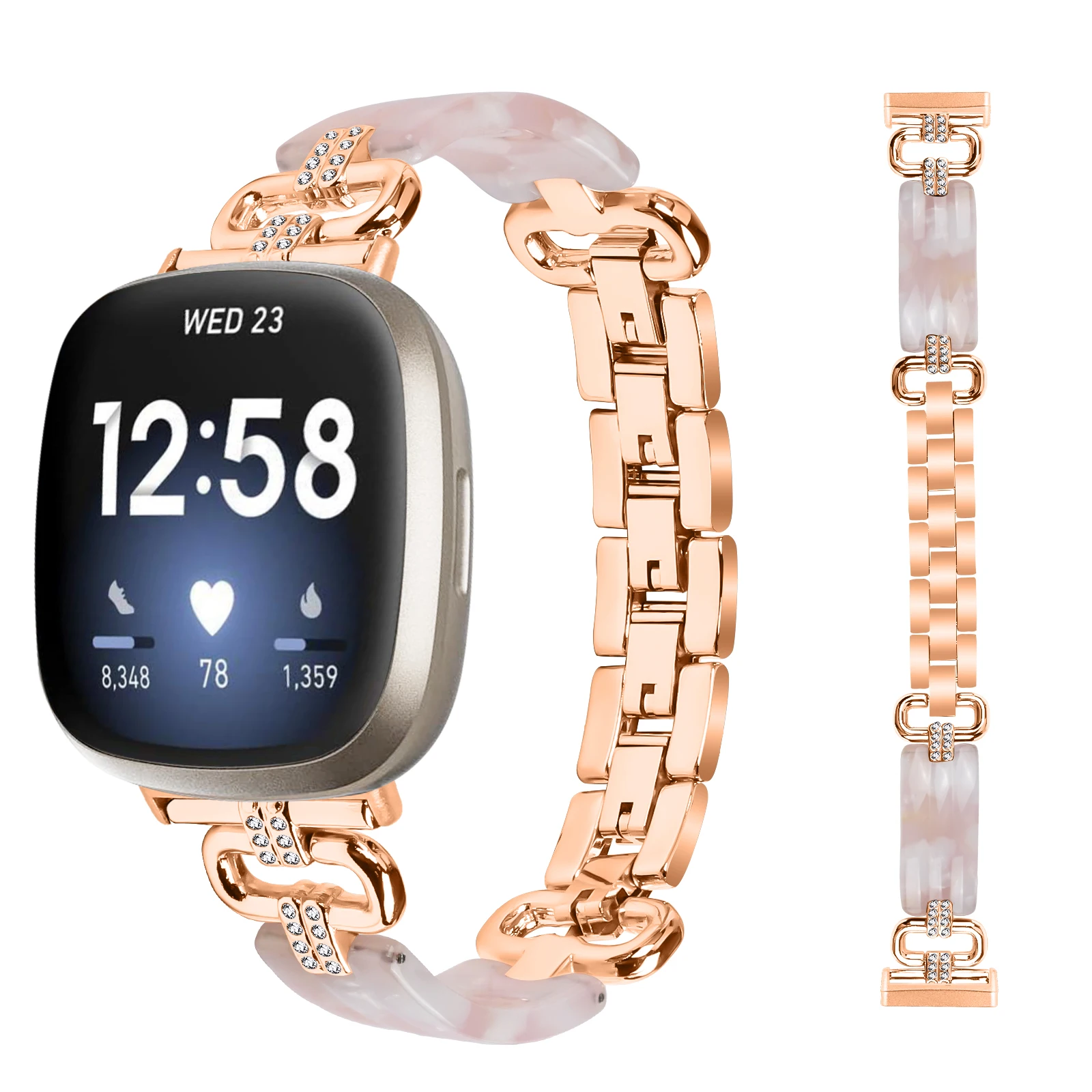 Фото Ремешок для Fitbit Sense 2, женский и мужской, из смолы и металла, браслет для часов Fitbit Versa 3, Versa 4, сменный ремешок, аксессуары. №4