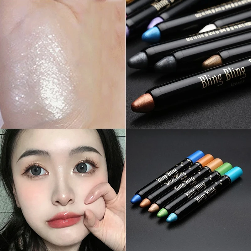 

Fine Glitter Eyeshadow Pen Pearlescent Waterproof High Gloss Halo Free Dyeing European American Makeup Lying Silkworm Pencils