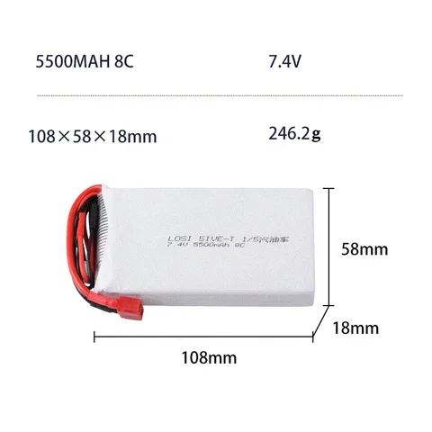 7,4 V 5500mAh 8C 2S перезаряжаемая литий-полимерная батарея для LOSI 5IVE-T 1/5 RC Автомобиль Дистанционное управление автомобиль грузовик