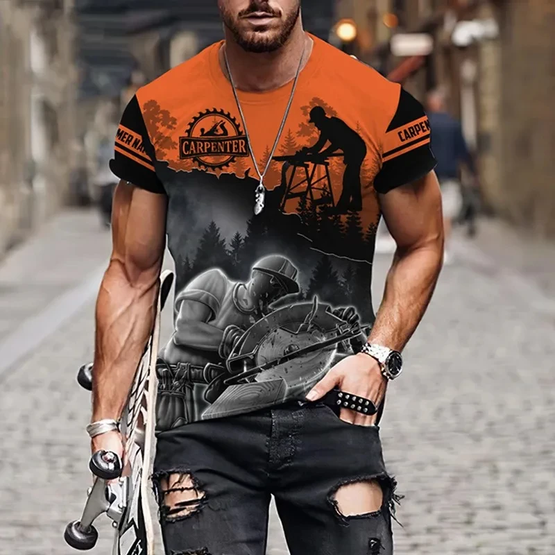Плотничная рубашка Мужская футболка индивидуальная форма топы летняя