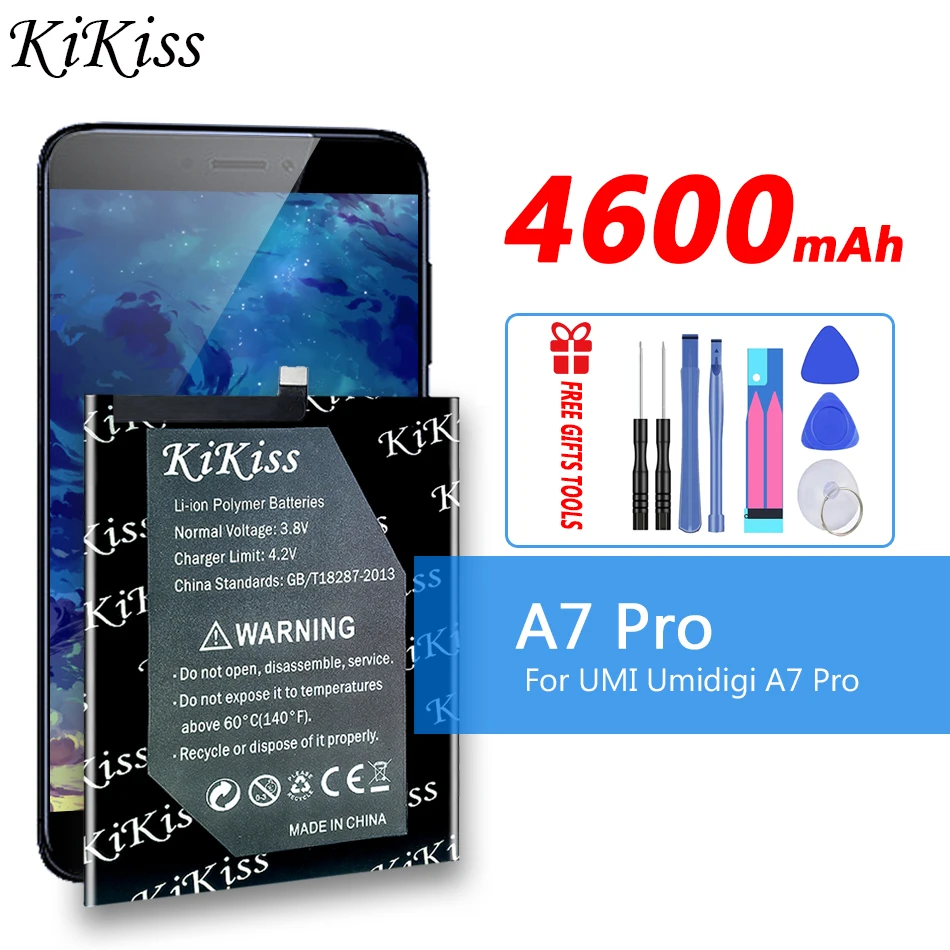 

Аккумулятор KiKiss для UMI Umidigi A7 Pro, 4600 мАч, 100%, Новые запасные части, аксессуары для телефона, аккумуляторы с инструментами