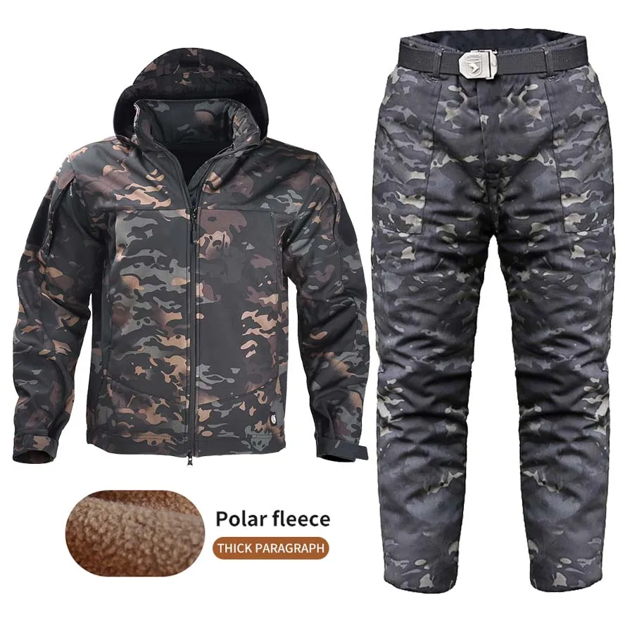 

-5°F Fleece Tactical Jacket Man Pants Military Clothing Combat Uniform Army Jackets Windproof Thermal Hooded Coats Hunting Suits