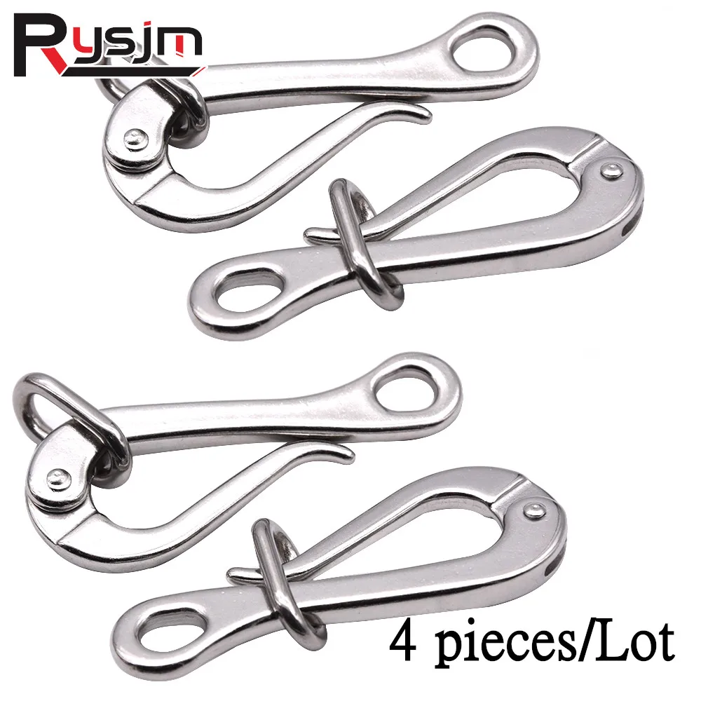 

4pcs/2pcs 100mm Crane Hook Pelican Hook & Eye with Quick Release Link Stainless Steel 316 Marine Hardware Boat Accessories