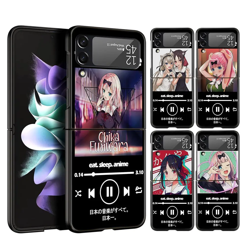 

Anime Kaguya Sama Love Is War Z Flip 4 Phone Case For Samsung Z Flip 3 Black Hard Shell Galaxy ZFlip4 ZFlip3 5G Cover Folding