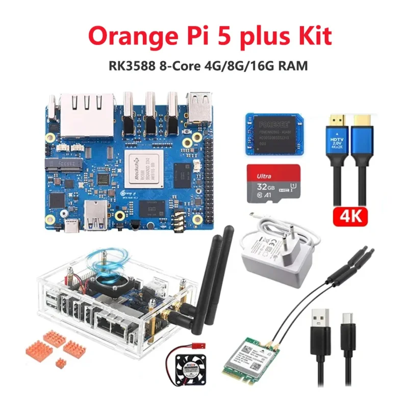 Оранжевый Pi 5 plus rk3588 4 8 16 Гб ОЗУ 2 5G двойной порт Ethernet PCIe удлинитель опционально