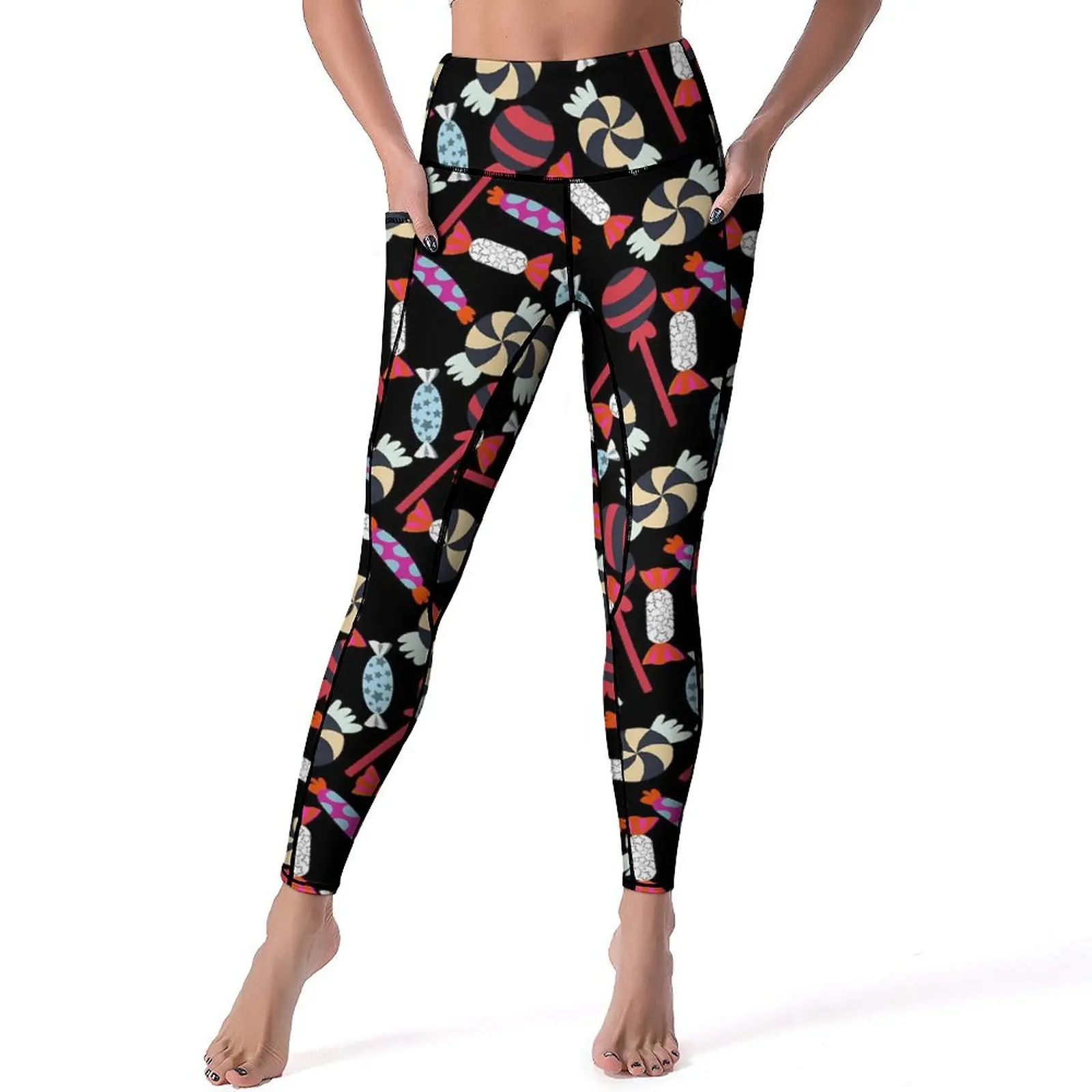 

Candy Print Leggings Lollies Lollipop Workout Gym Yoga Pants High Waist Elegant Leggins Sexy Stretchy Sports Tights Big Size