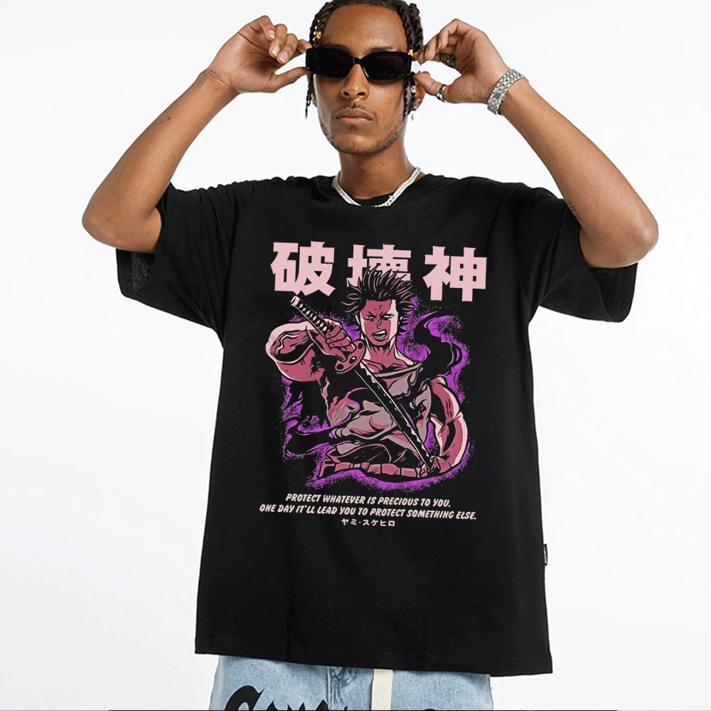 

Japanese Anime Black Clover Yami Sukehiro T Shirt Men Women Summer Causal Harajuku Tshirts 90s Vintage T-shirt Unisex Clothing