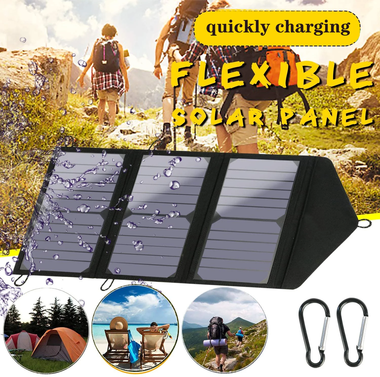 USB 5V 15W 21W 28W Solar Charger Portable SunPower Solar Panel Foldable folding for Camping Waterproof iPhone iPad Samsung
