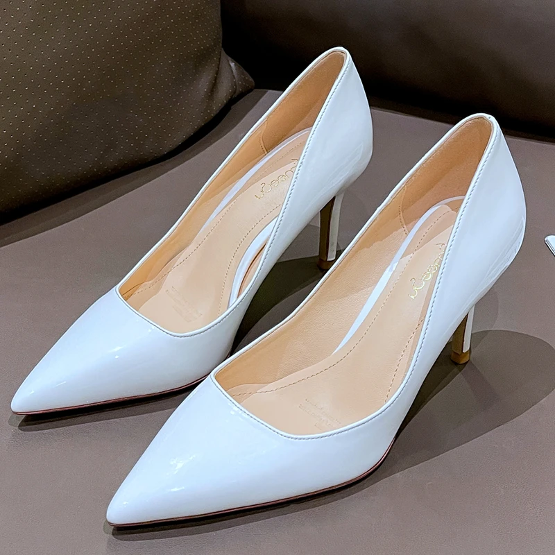 Sexy Thin Heels Women Pumps Patent Leather High Heeled Plus Size Fashion Pointed Toe Party Wedding Shoes Ladies Stiletto O0011