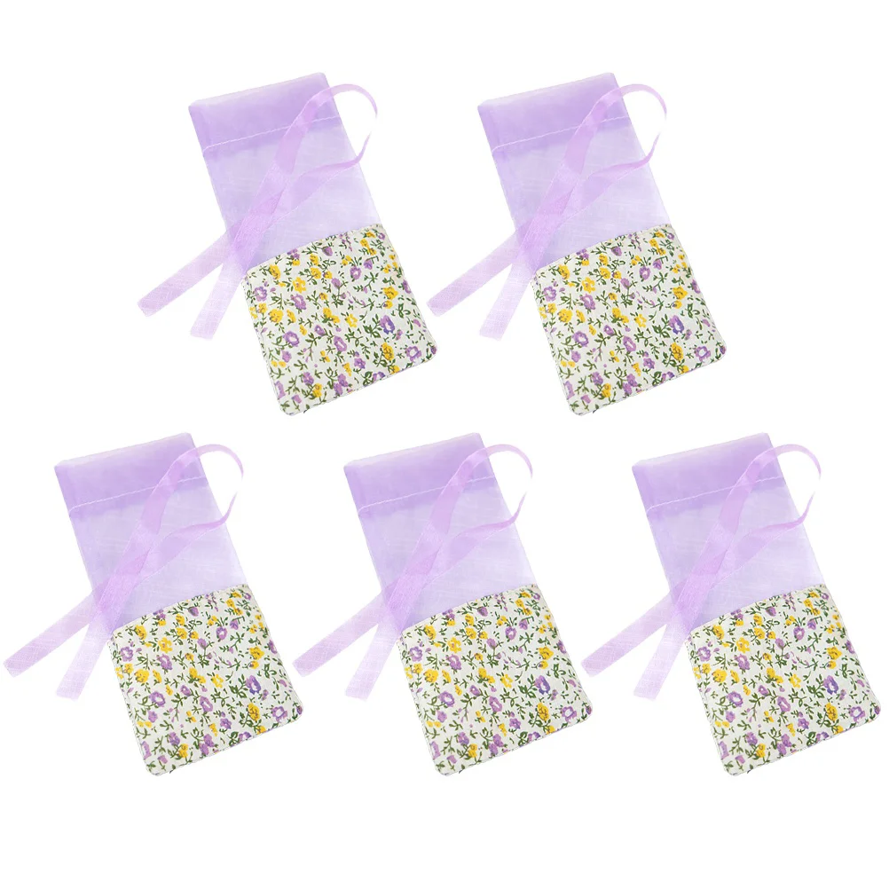 

10pcs Empty Lavender Bags Flower Printing Sachets Bag Fragrance Pouch for Relaxing Sleeping Light Purple with Floral