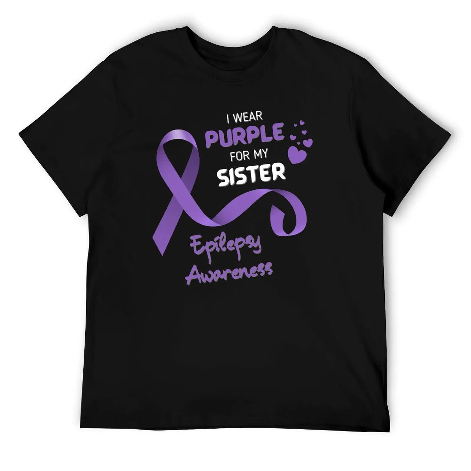 Фото Футболка I Wear Purple for My Sister Epilepsy Awareness, мужская футболка из 100-процентного хлопка, дизайнерская футболка №1