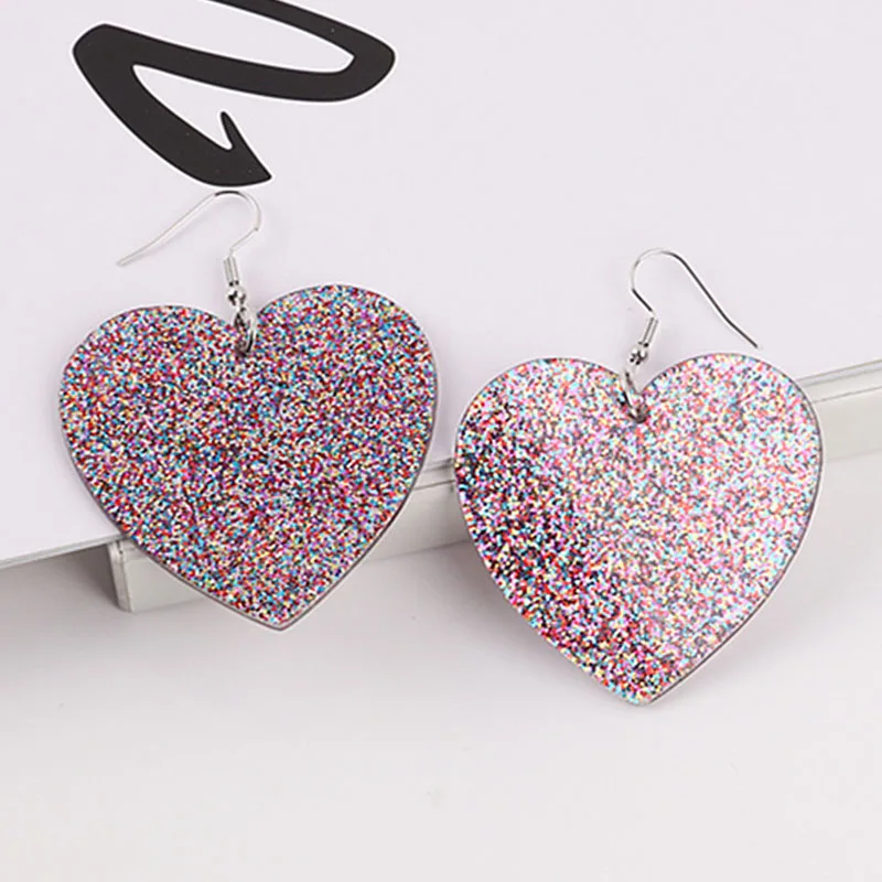 

Sparkling Pink Love Earrings Beautiful Acrylic Heart shaped Earrings For Women Girl Lover Jewelry Gift