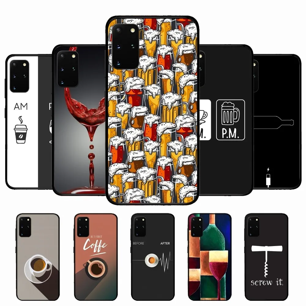 

Coffee Wine Cup Phone Case For Samsung S 9 10 20 21 22 23 30 23plus lite Ultra FE S10lite Fundas