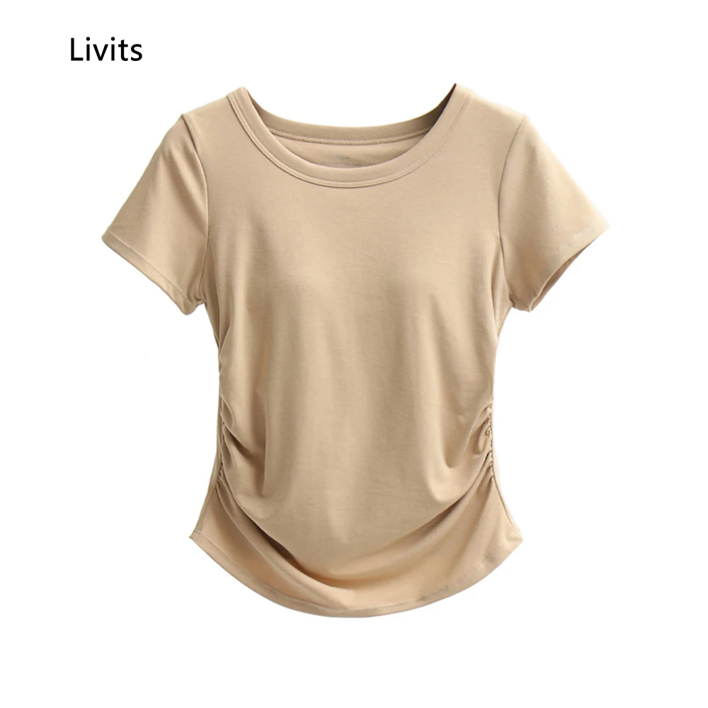 

Women's Bra T-Shirts Tops Tee Round Neck Short Sleeve Sexy Casual Korean SA1540