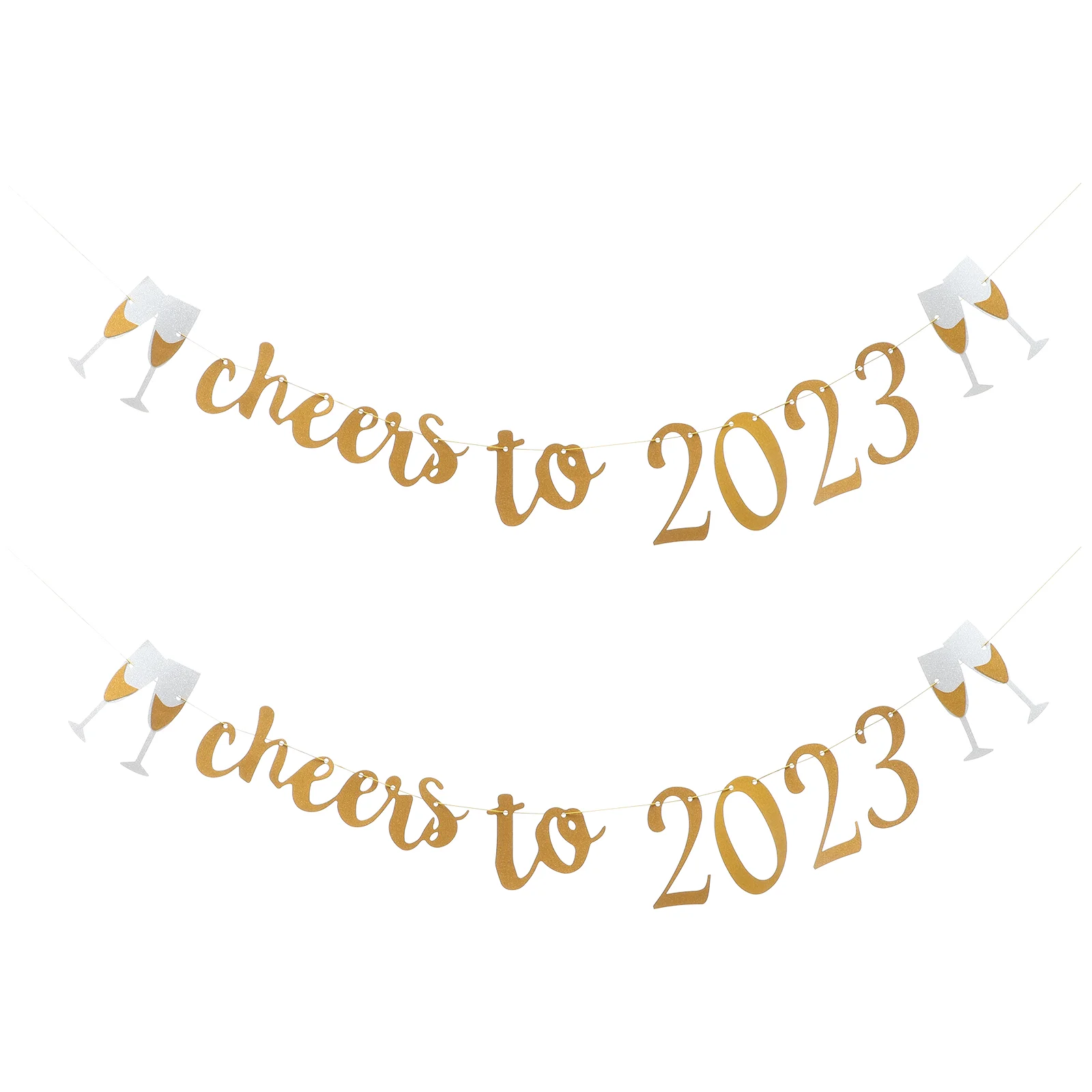 

New Year Banner 2023 Garland Party Decorations Cheers Eve Hangingyears Glitter Happy Gold Backdrop Bunting Decor Garlands Photo