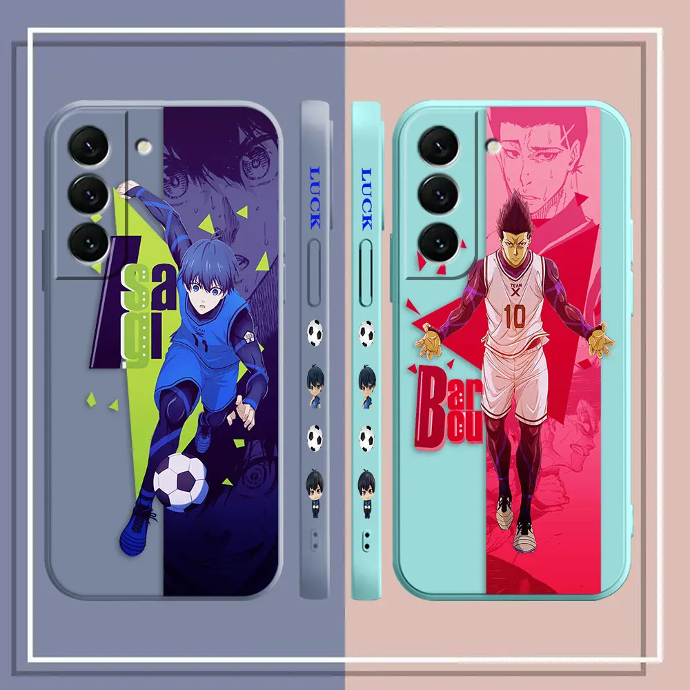 Case For Samsung Galaxy S23 S22 S21 S20 FE S11 S11E S10 S10E S9 S30 Ultra Plus 4G 5G Case Funda Cqoue Shell Fookball B-BLUE LOCK