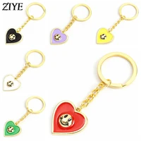 multicolor smiley heart pendant keychain cute charms key chain lovely keyring for women girls zinc alloy jewelry gifts wholesale
