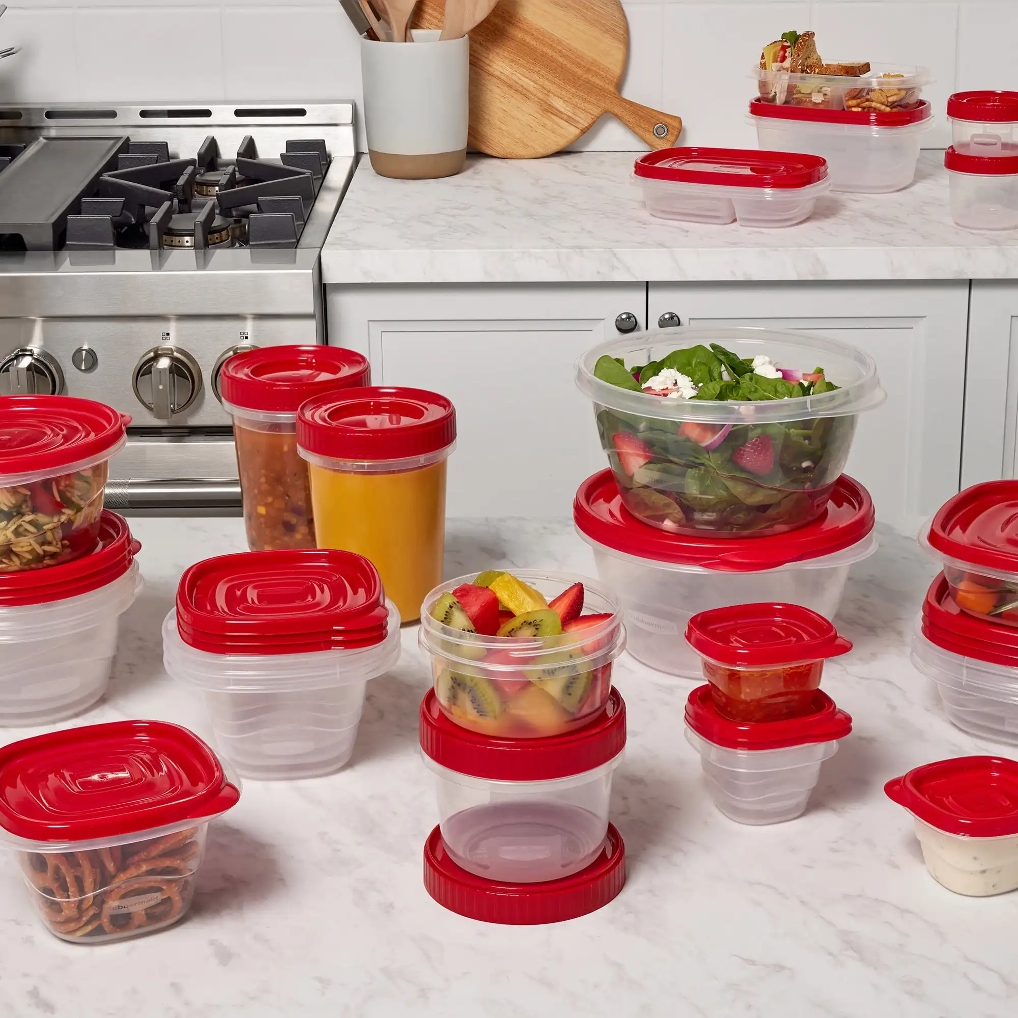 

TakeAlongs 40 Piece Food Storage Set, Red, Total of 12.6 Qts