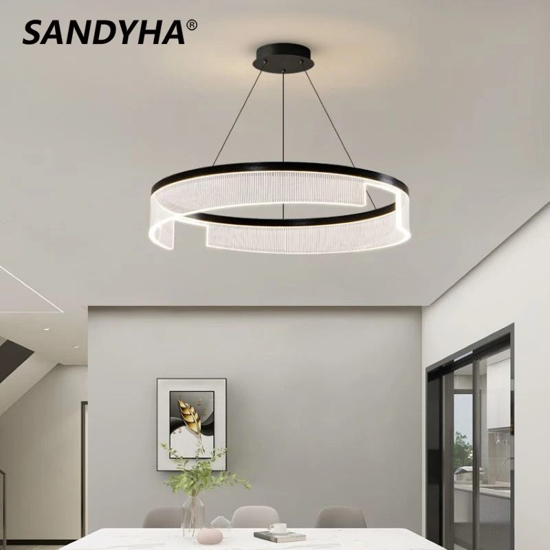 

SANDYHA Pendant Light Modern Minimalist Luxury Chandelier Led Lamp for Bedroom Lining Room Lustre Salon Design Luxe Home Decor