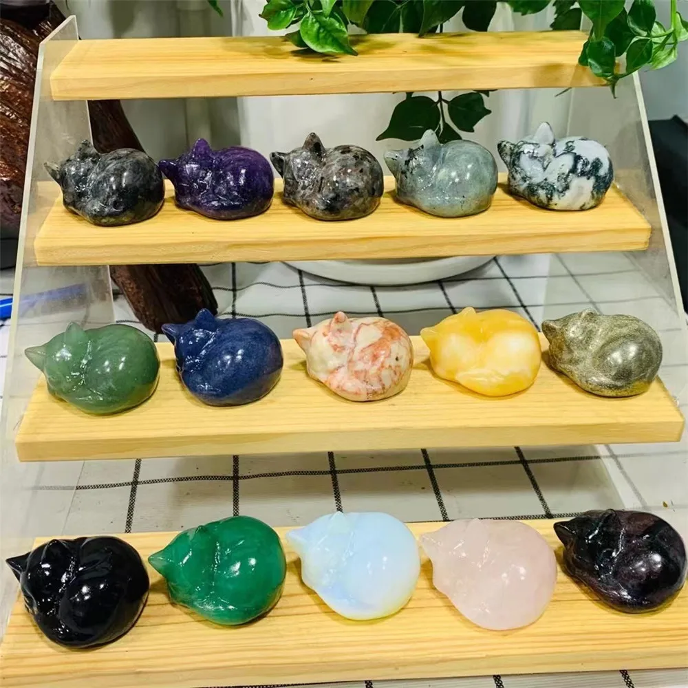 

Природный камень и кристаллы, резные кристаллы, животные из обсидиана, спящий Кот, духовные лечебные камни для домашнего декора