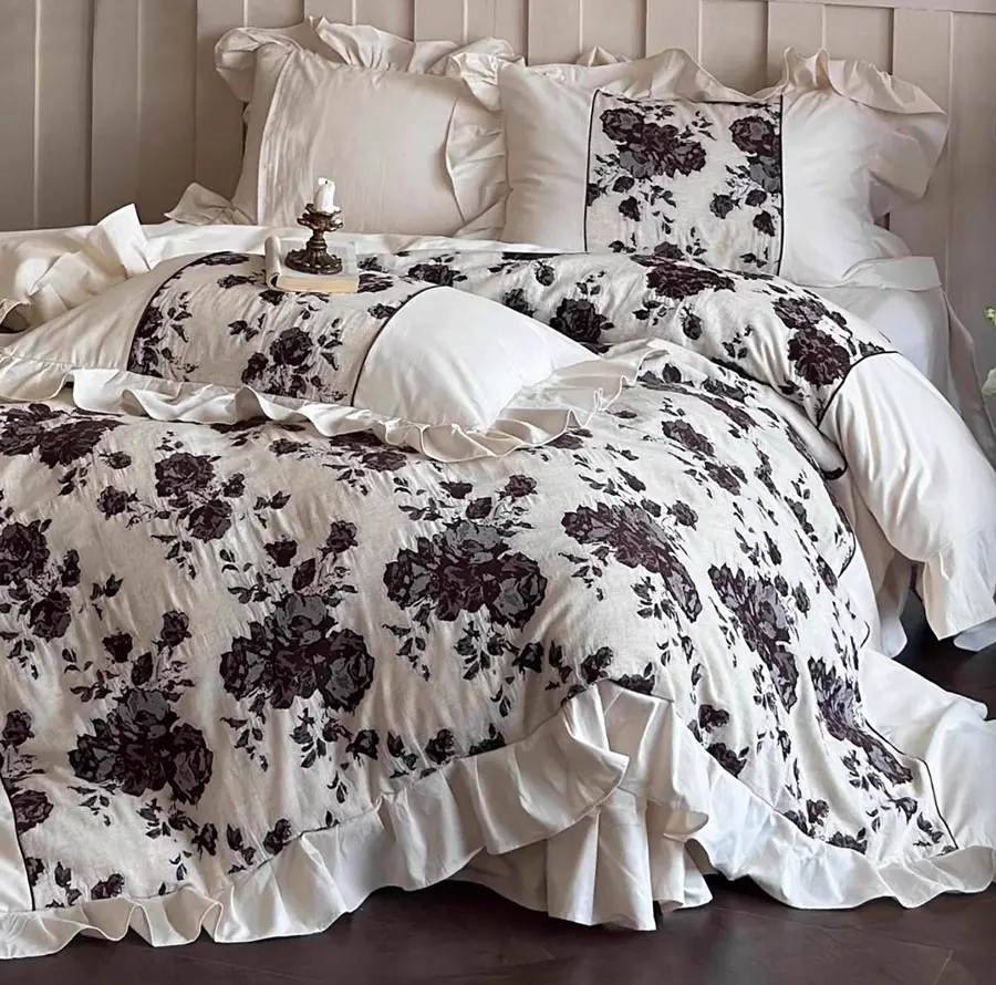 Винтажный французский пасторальный постельный комплект полный королевский