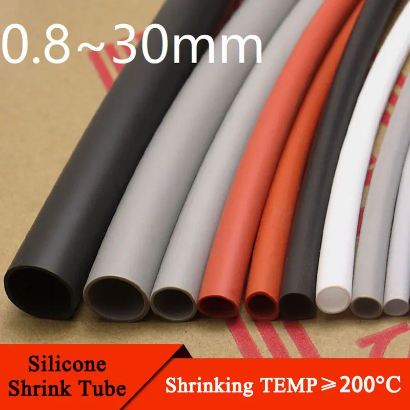 

Silicone Heat Shrink Tube 0.8~30mm Diameter Flexible Cable Sleeve Insulated 2500V High Temperature Soft DIY Wire Wrap Protector