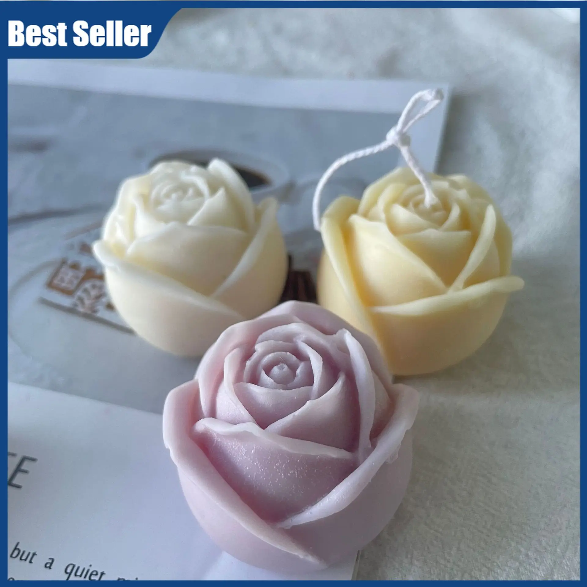 

3D Rose Flower Candle Mold for Candle Making Silicone Mold Clay Resin Gypsum Mould Handmade Party Favors