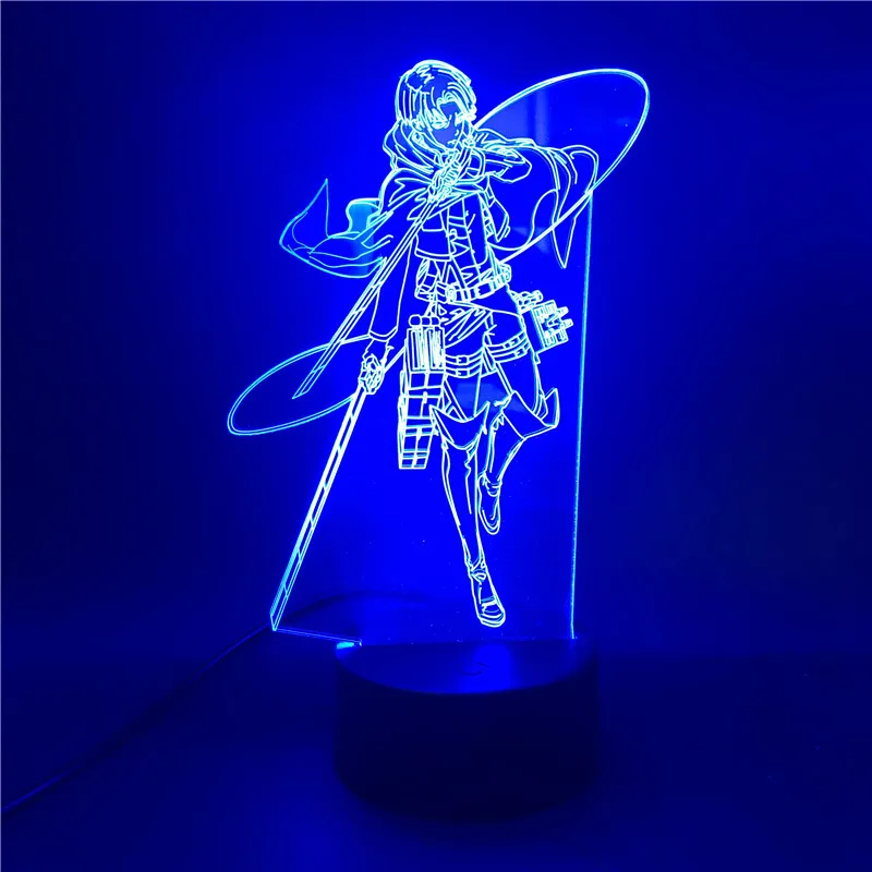 

Attack on Titan Levi Ackerman Night Lights 3D LED Bedroom Decor Lamp Anime Figure Cartoon Novelty Action Lampara Lighting Gift