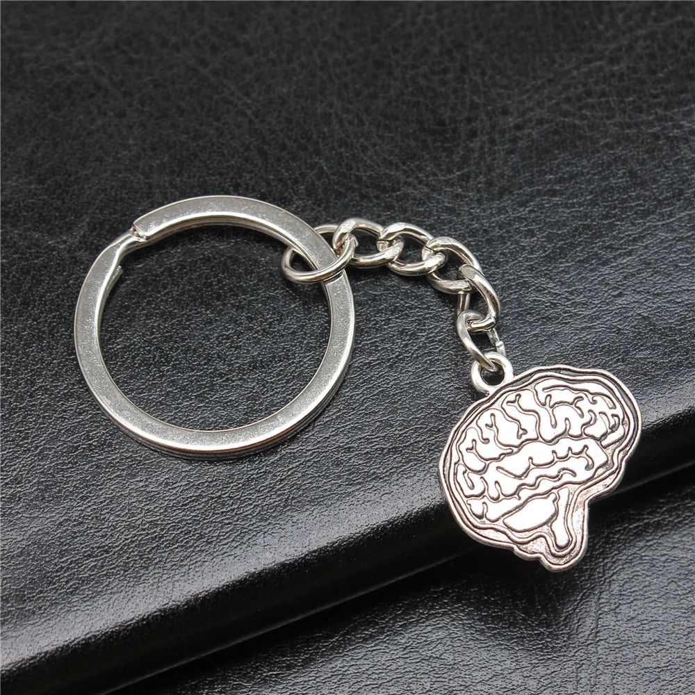 Сувениры подарок мужской брелок 2 цвета 22x23 мм с подвеской в виде мозга Прямая