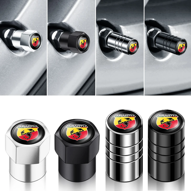 

4pcs Car Wheel Tire Valve Caps Stem Case Car Exterior For Fiat Abarth Car Accessories 500 595 124 Competizione Carbono Punto Evo