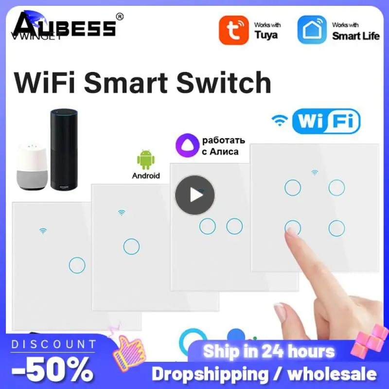 

Wireless Remote Control Wireless Remote Control Switch For Alexa And Google Home Wall Panel Voice Control 1/2/3/4gang Wifi Tuya