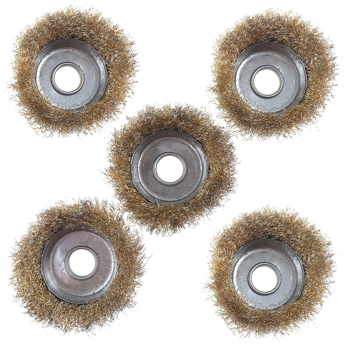 

5pcs 75mm Diameter Copper Steel Wire Polishing Brush Wheels Set with 16mm Holes and Bowl Shape for Polished Derusting