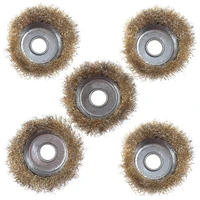 5pcs 75mm diameter copper steel wire polishing brush wheels set with 16mm holes and bowl shape for polished derusting