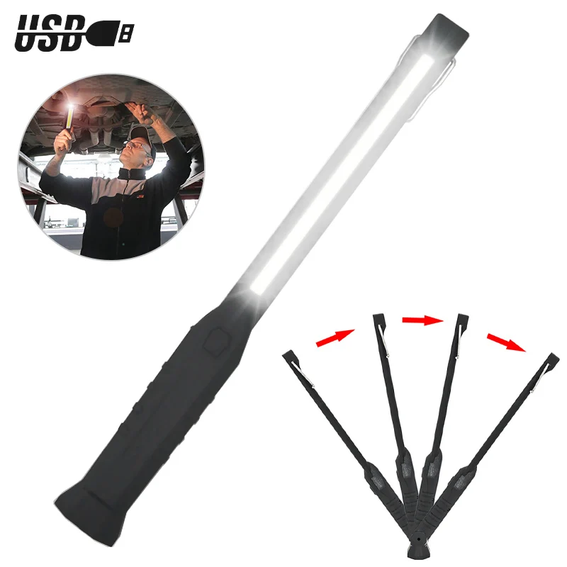 

COB Flashlight Rechargeable LED Work Light with Magnetic Base 360 Rotary Inspection Light for Car Repair Home Use Workshop