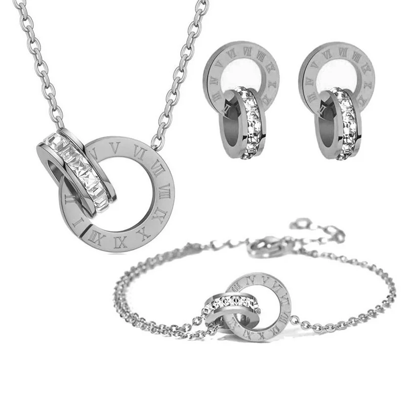 Комплект украшений из колье серёг и браслета нержавеющей стали 316L