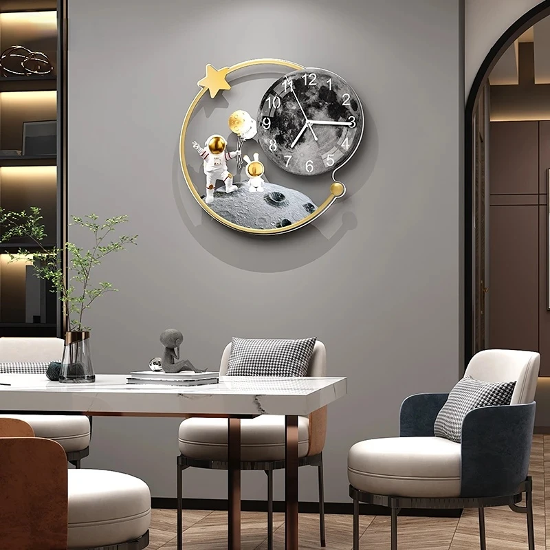 

Creative Wall Clock 3D Astronaut Decoration Watches Silent Clock Bedroom Kitchen Office Home Decor Hanging Watch with Lights