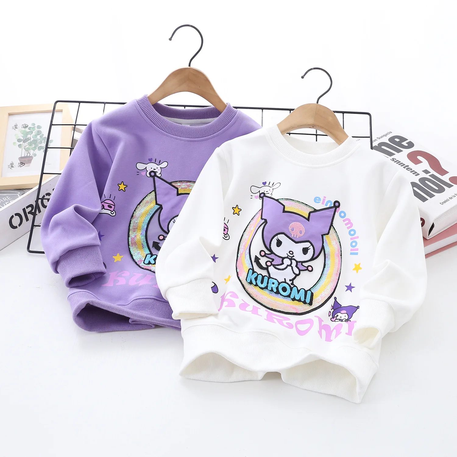 

Kawaii Sanrio Kuromi Cinnamoroll Children Cotton Sweatshirt Cartoon My Melody Anime Spring and Fall Warm Fashion Sweatshirt Gift