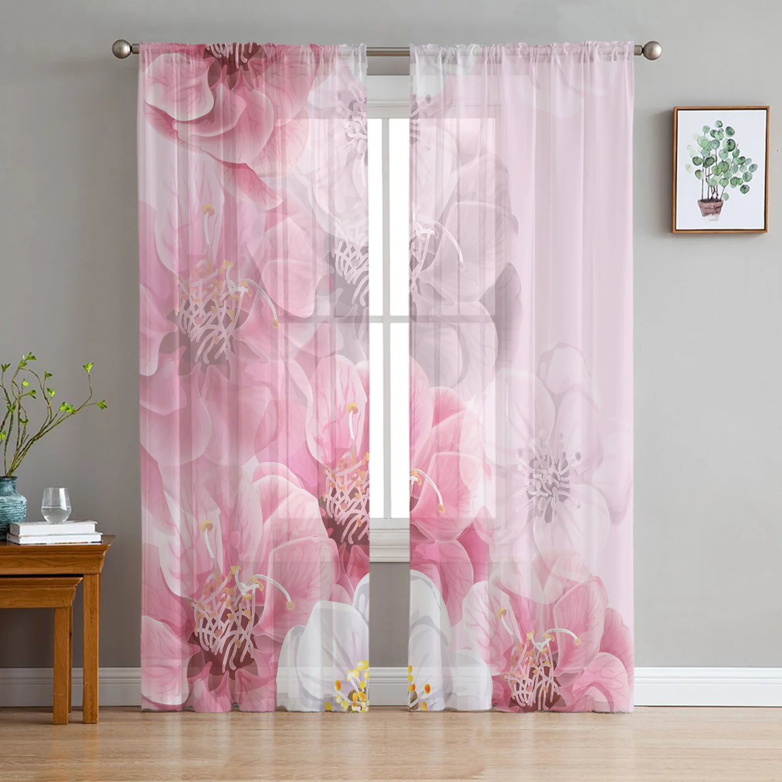 

Весенние розовые тюлевые шторы с цветами для гостиной, спальни, прозрачные Занавески для балкона, зала, модные домашние занавески с принтом
