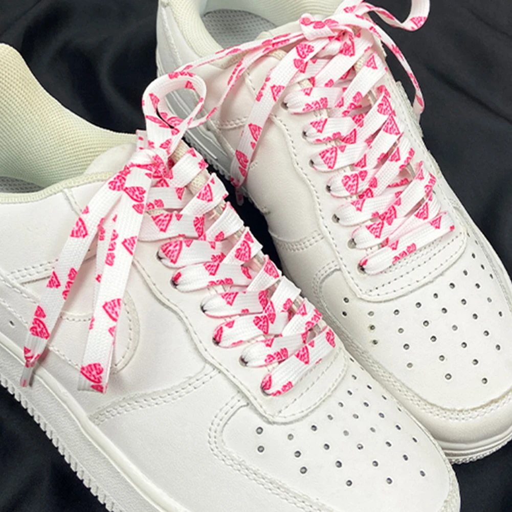 120/140/160cm Ins Pink Love Shoelaces Sneakers Flat Shoelaces Flat Shoe Laces Strings Elastic Shoelaces Women Man Shoestrings