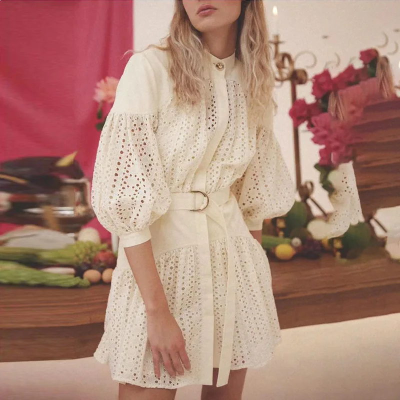 

Маленькая короткая юбка с запахом, Новинка весна-лето 2022, воротник Xiaoli, рукав-клетка, однотонное платье с поясом на талии