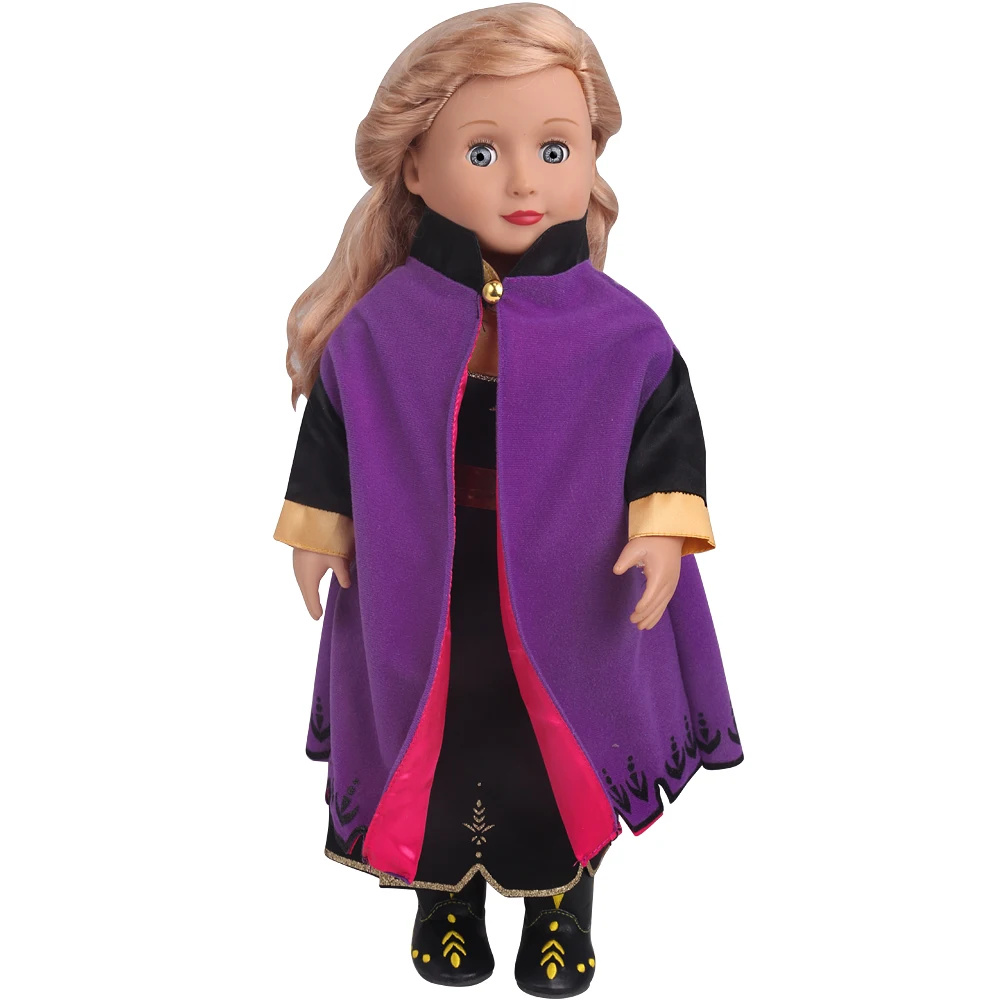 

One Piece Kawaii Doll Clothes Purple Battle Costume for 18 Inch American Doll and 43Cm Baby Doll Toy Accessories Free Shipping