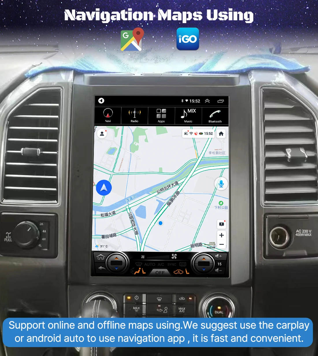 adio samochodowe stereo do Forda F150 2016 2017 2018 2019 2020 2021 Ekran Tesla Radio Odtwarzacz multimedialny GPS Navi Auto Headunit