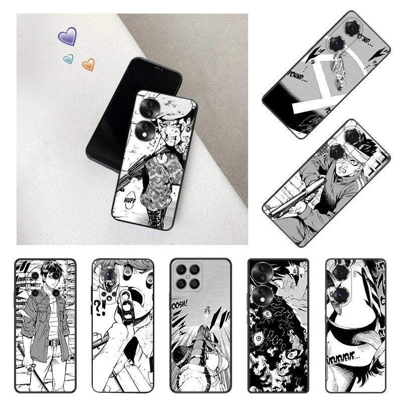 

Black Anti-Drop Phone Case For Honor X9 X8 X7 X6 X40 X40i Play6T 6C 9A Magic4 70 60 50 30i 20 8X High-Rise Invasion Manga Cover