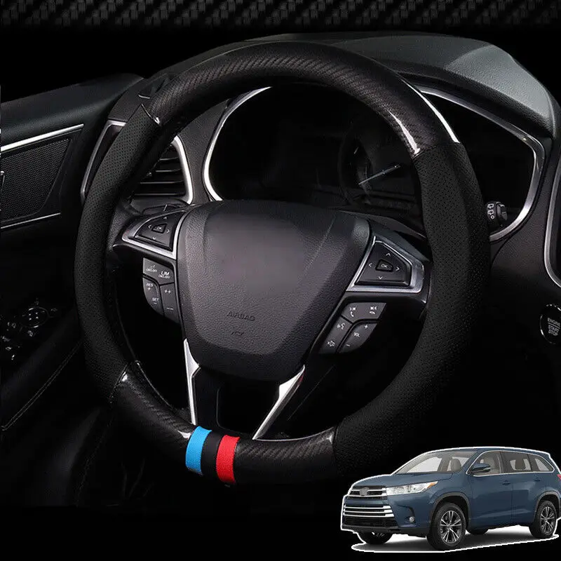 

Durable Carbon Fiber Leather Car Steering Wheel Cover Wrap For Toyota Highlander